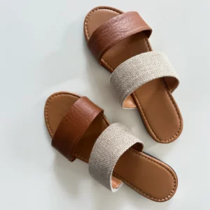 Double Strap Slip-on Sandal - Natural Tan