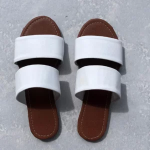 Double Strap Slip-on Sandal - Double White