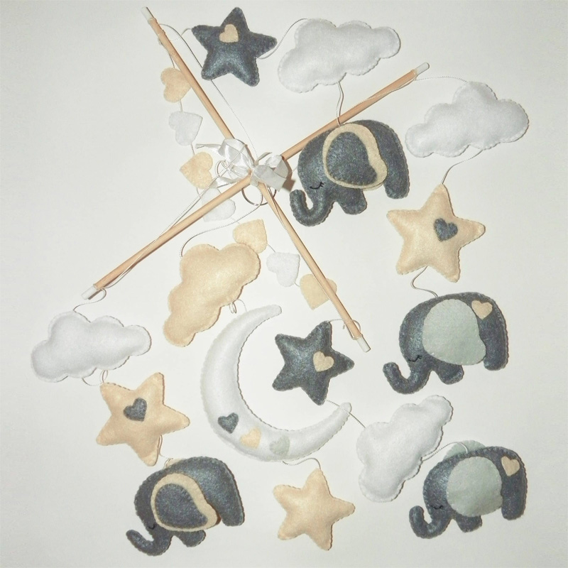 Cot Mobile - Elephants in Cream - Image 2