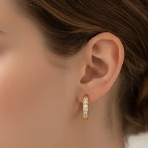 Lily inlaid gold hoop