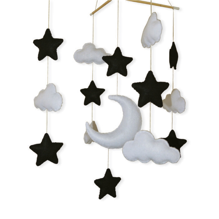 Cot Mobile - Night Sky in Black and White