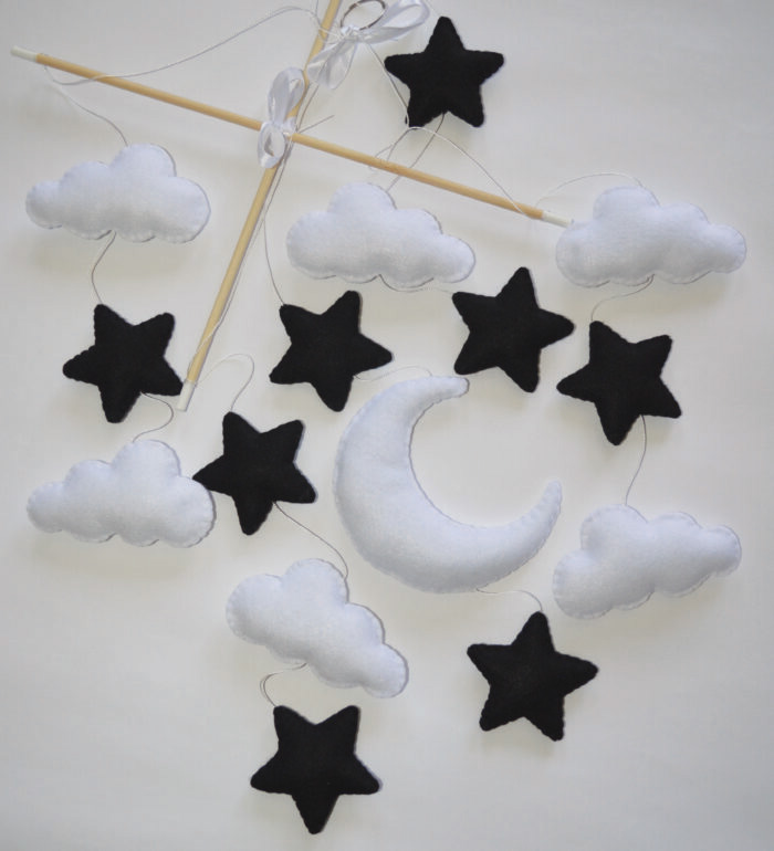 Cot Mobile - Night Sky in Black and White - Image 2