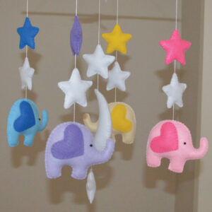 Cot Mobile - Pastel Rainbow Ellies
