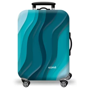 Printed Luggage Protector Cover - Blue Waves