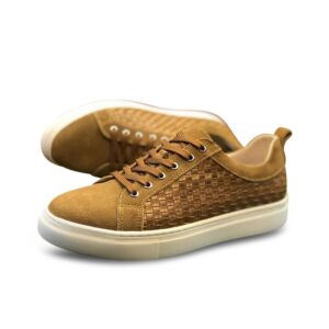 Weaved Split Suede /Leather Sneaker - Tan