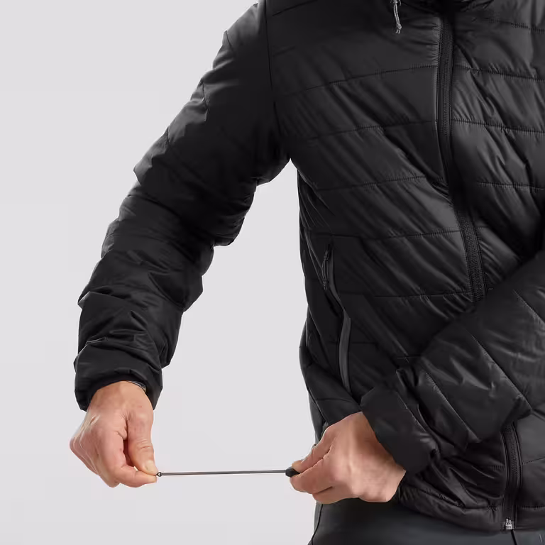 Men’s synthetic trekking padded jacket with hood MT100 -5°C - Black - Image 5