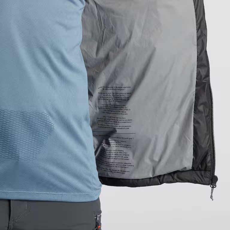 Men’s synthetic trekking padded jacket with hood MT100 -5°C - Black - Image 6