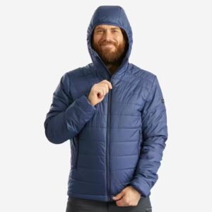 Men’s synthetic trekking padded jacket with hood MT100 -5°C - Blue