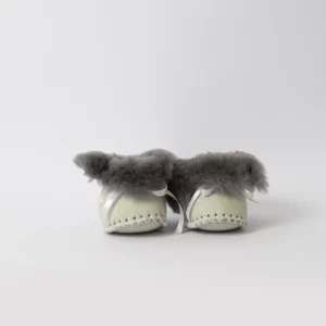 Leather Baby Booties - GreyTrim