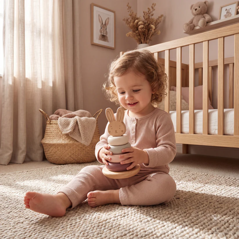 Bunny Baby Wood Ring Stacker - Image 4