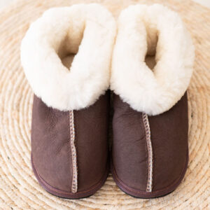 Genuine Full Sheepskin Slippers (Unisex) - Brown
