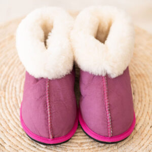 Genuine Full Sheepskin Slippers (Unisex) - Pink